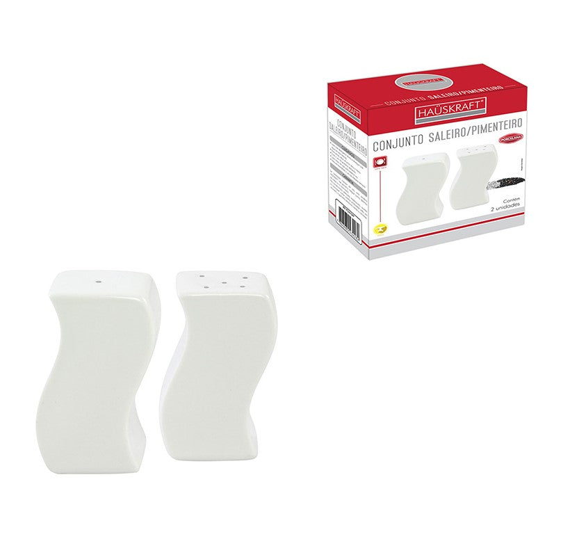 Jogo 2 Peças Saleiro/Pimenteiro em Porcelana Branco