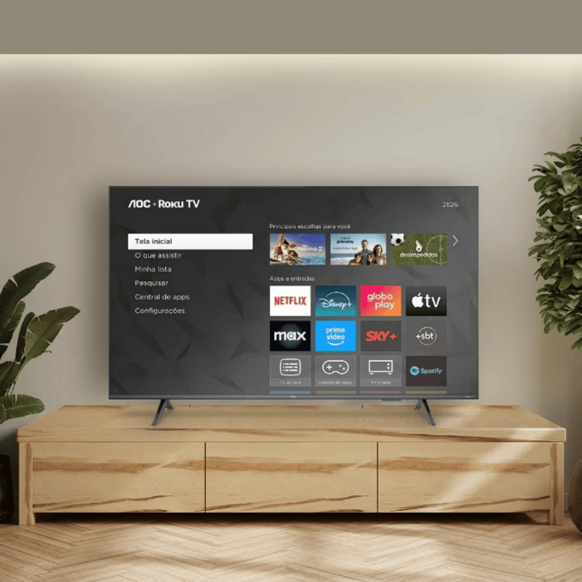 Smart TV DLED 50" 4K AOC 50U7066 Roku TV Wi-Fi Bivolt