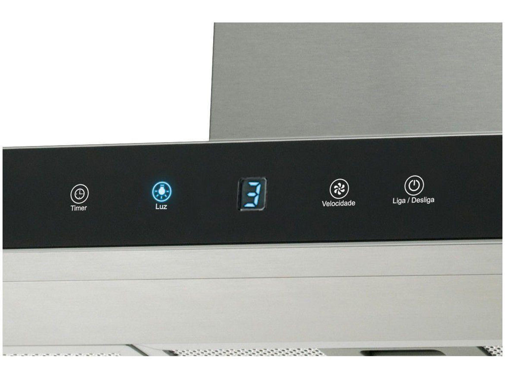 Coifa Fischer Infinity 90cm de Parede Painel Digital com Vidro Preto 19902-22550 Aço Inox Escovado 220V