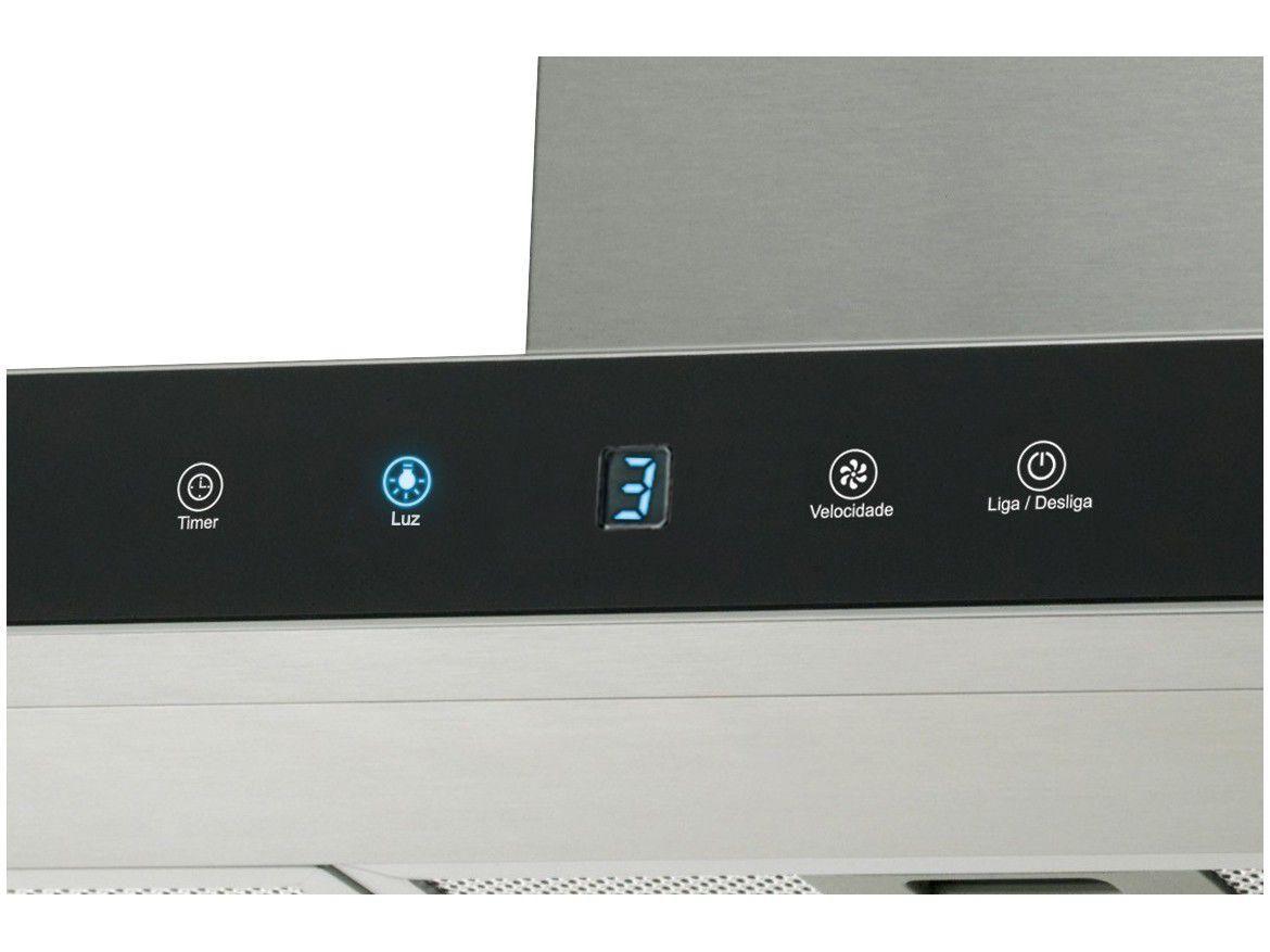 Coifa Fischer Infinity 90cm de Parede Painel Digital com Vidro Preto 19902-22550 Aço Inox Escovado 220V