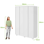 Roupeiro Loop Lopas 184cm 100% MDF 4 Portas com Pés Branco