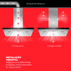 Coifa de Parede Fischer Infinity 90cm Controle por Gesto Inox 220V