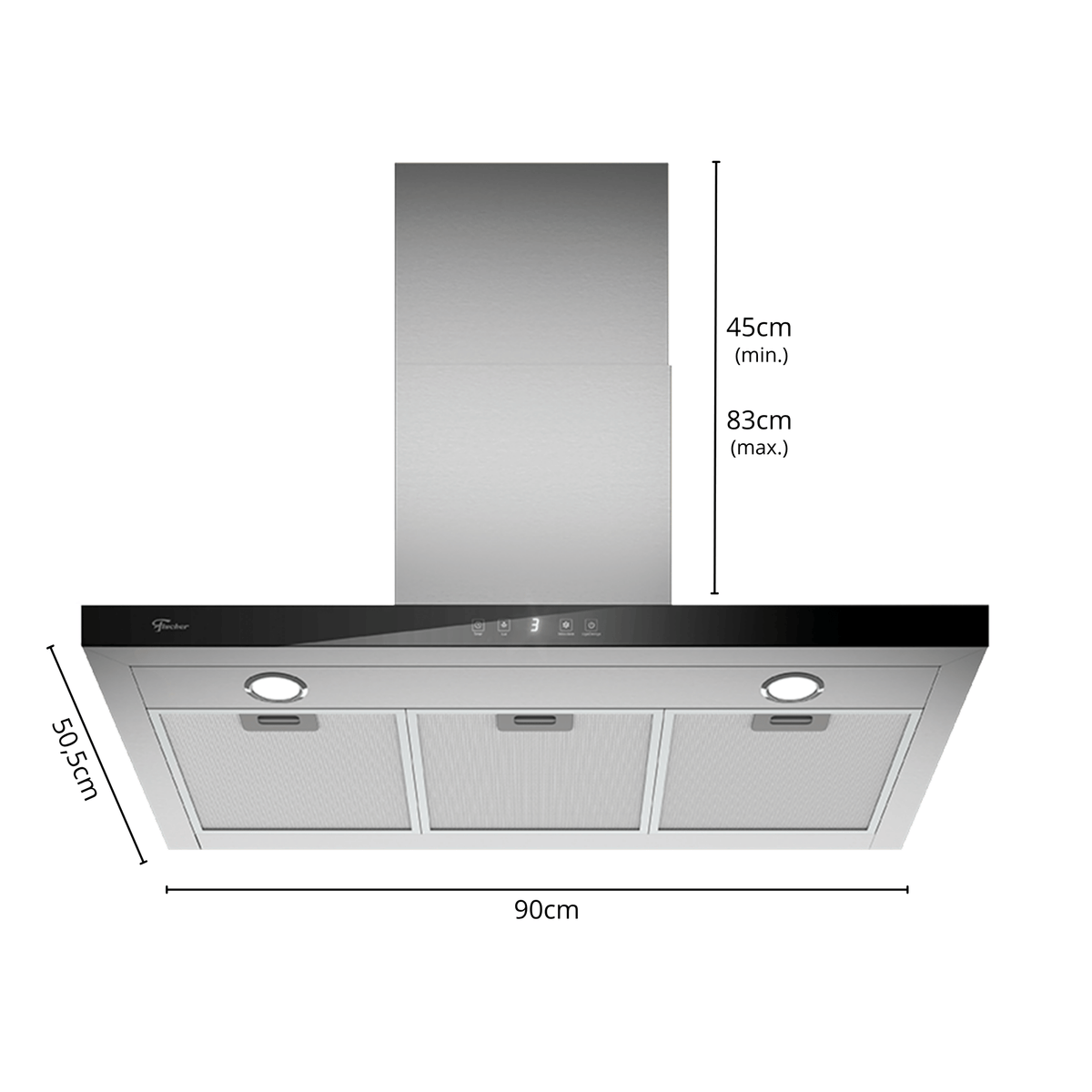 Coifa de Parede Fischer Infinity 90cm Controle por Gesto Inox 220V