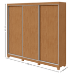 Roupeiro Quadrix Lopas 230cm 3 Portas Correr 100% MDF com Pés Flex Amêndoa e Off White