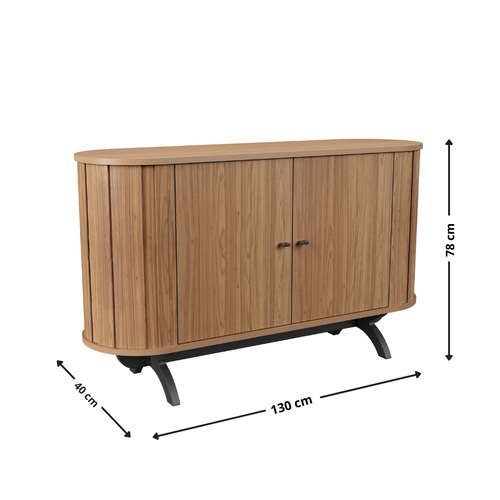 Balcão Buffet Curvo 2 Portas 100% MDF 130cm TB289 Dalla Costa Freijó/Preto Fosco