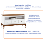 Rack Rústico 150cm Linz 60501 3 Gavetas Branco e Imbuia