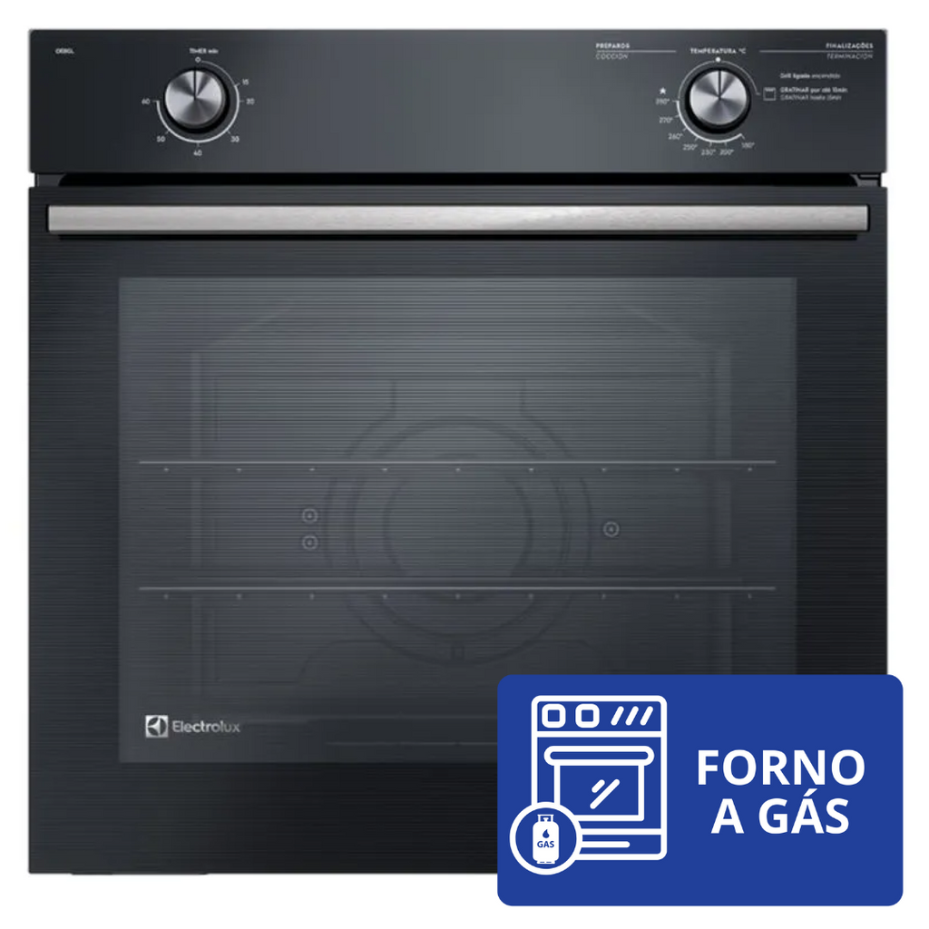 Forno de Embutir a Gás Electrolux 80L OE8GL Efficient PerfectCook e Grill Preto 220V