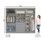 Roupeiro Americano Henn 262cm 6 Portas 4 Gavetas Cinza