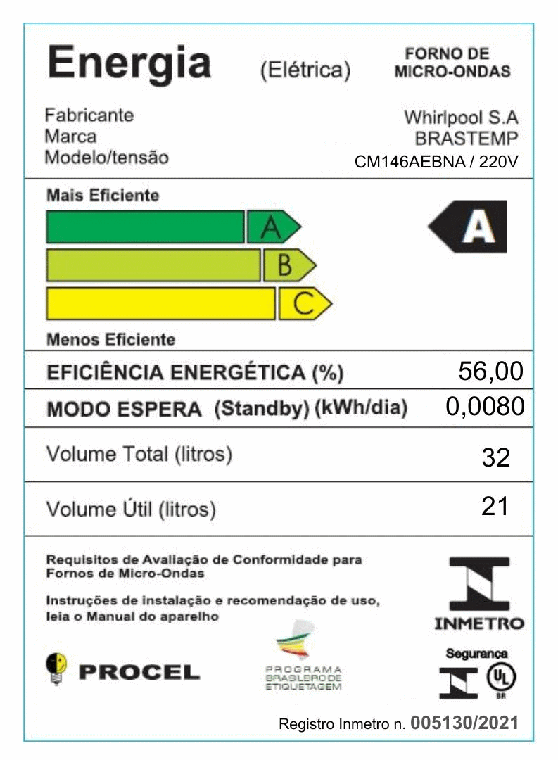 Micro-ondas de Embutir Consul 32L CM146AE Menu Fácil Inox/Preto 220V