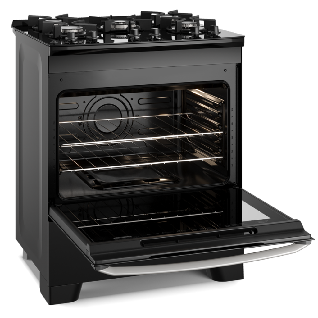 Fogão 5 Bocas Electrolux Efficient FE5GB Piso Mesa de Vidro PerfectCook Preto Bivolt