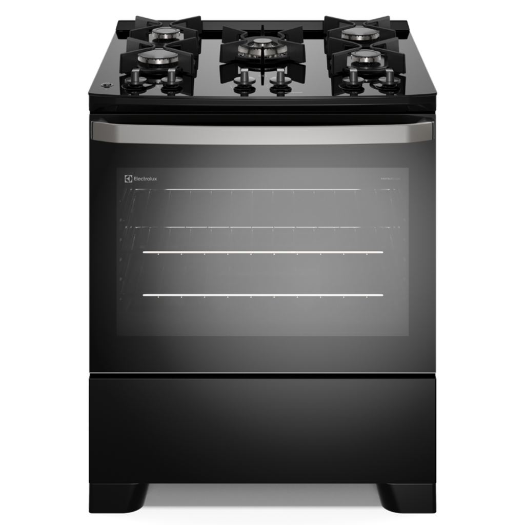 Fogão 5 Bocas Electrolux Efficient FE5GB Piso Mesa de Vidro PerfectCook Preto Bivolt