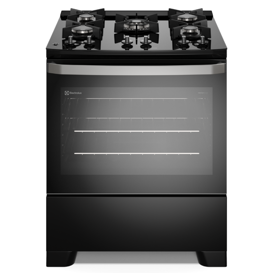 Fogão 5 Bocas Electrolux Efficient FE5GB Piso Mesa de Vidro PerfectCook Preto Bivolt
