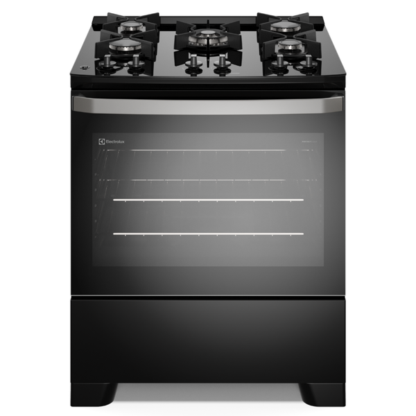 Fogão 5 Bocas Electrolux Efficient FE5GB Piso Mesa de Vidro PerfectCook Preto Bivolt