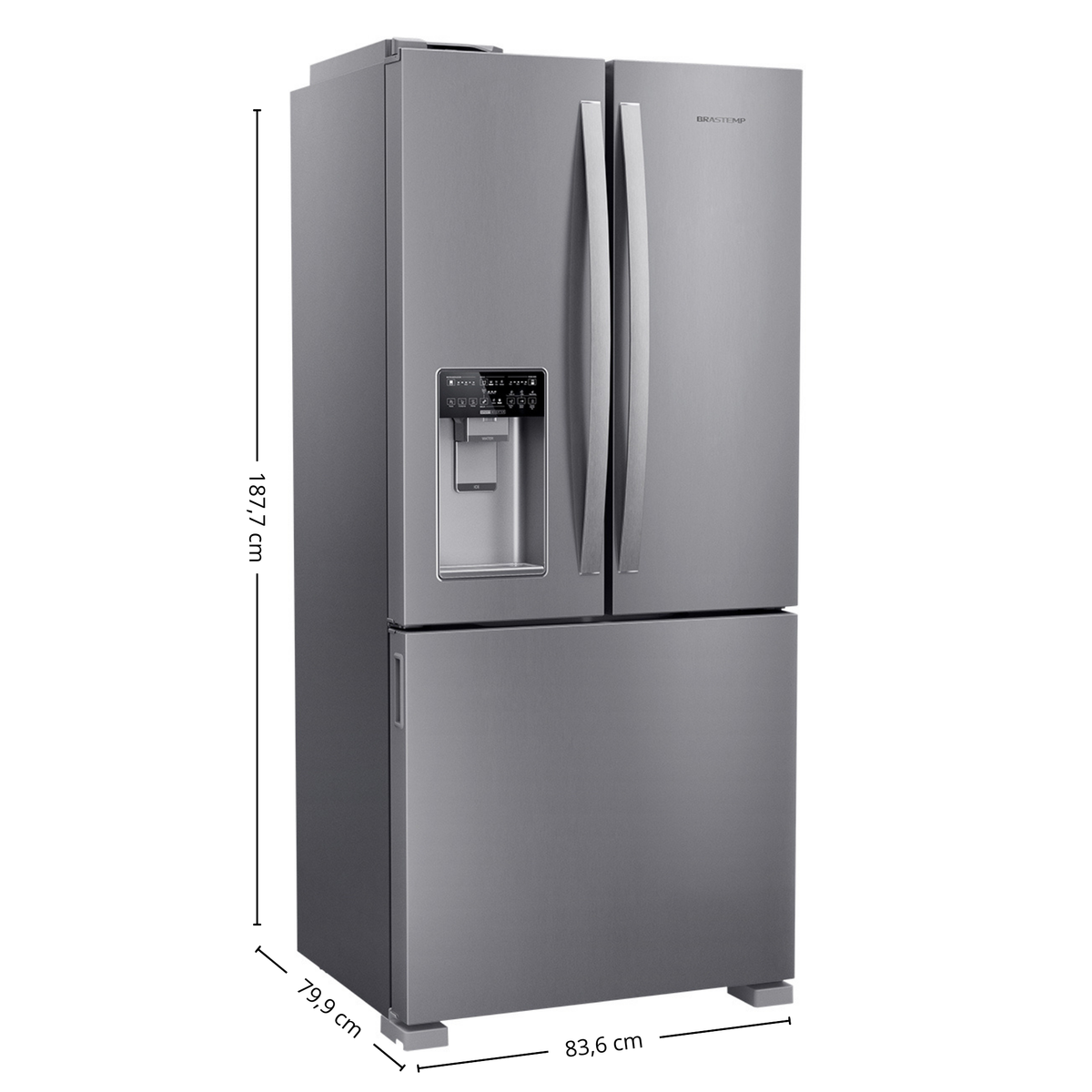 Refrigerador Brastemp 544L BRH85M French Door Inverter Água e Gelo na Porta Cor Inox 220V