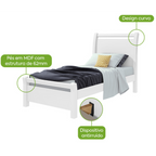 Cama Solteiro Reali Lopas Branco