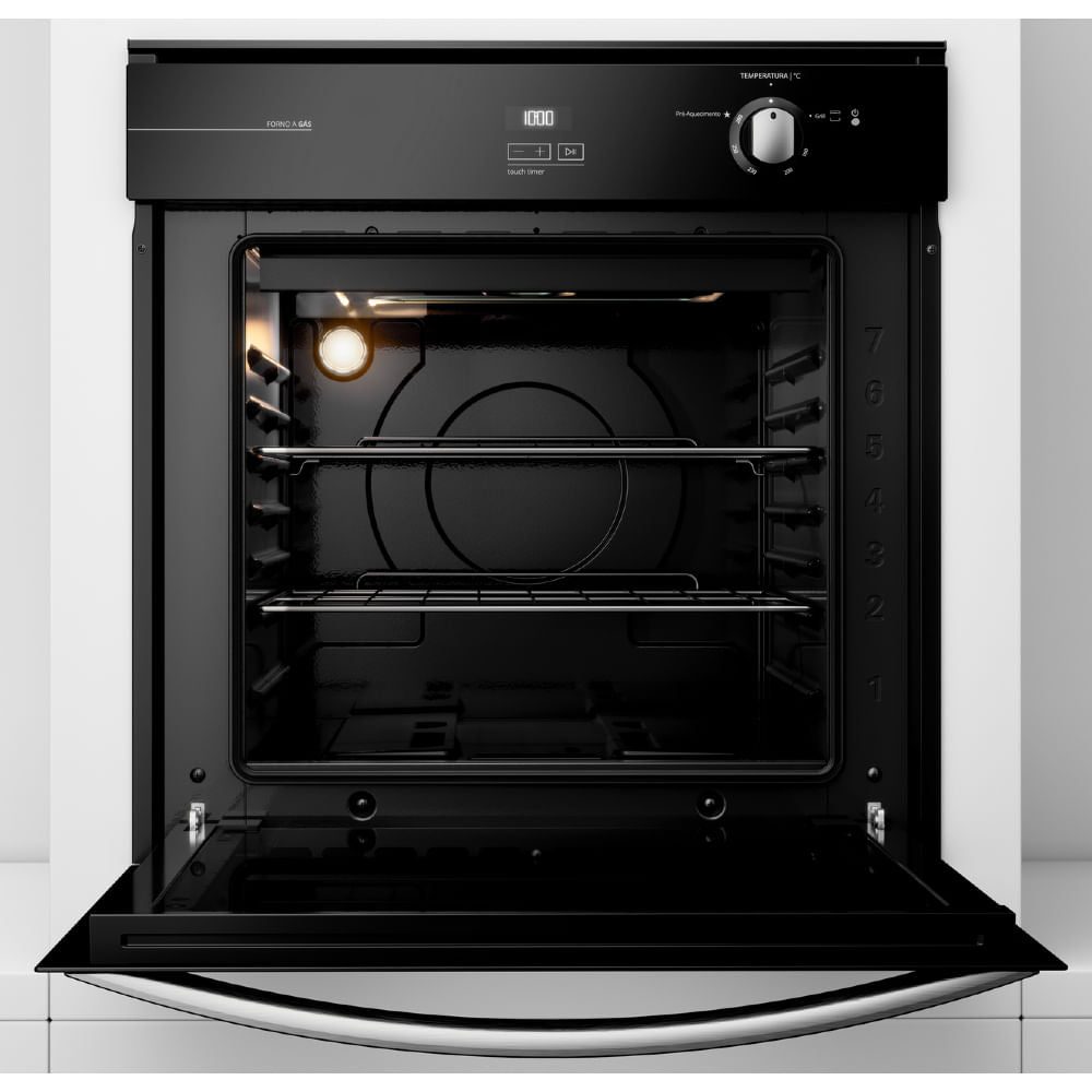 Forno de Embutir a Gás Brastemp 78L BOA84A com Grill e Timer Touch Inox 220V