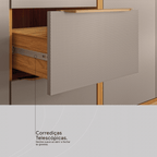 Armário Balcão de Cozinha Plena Demóbile 100% MDF 120cm 2 Portas 3 Gavetas Cinamomo e Nude