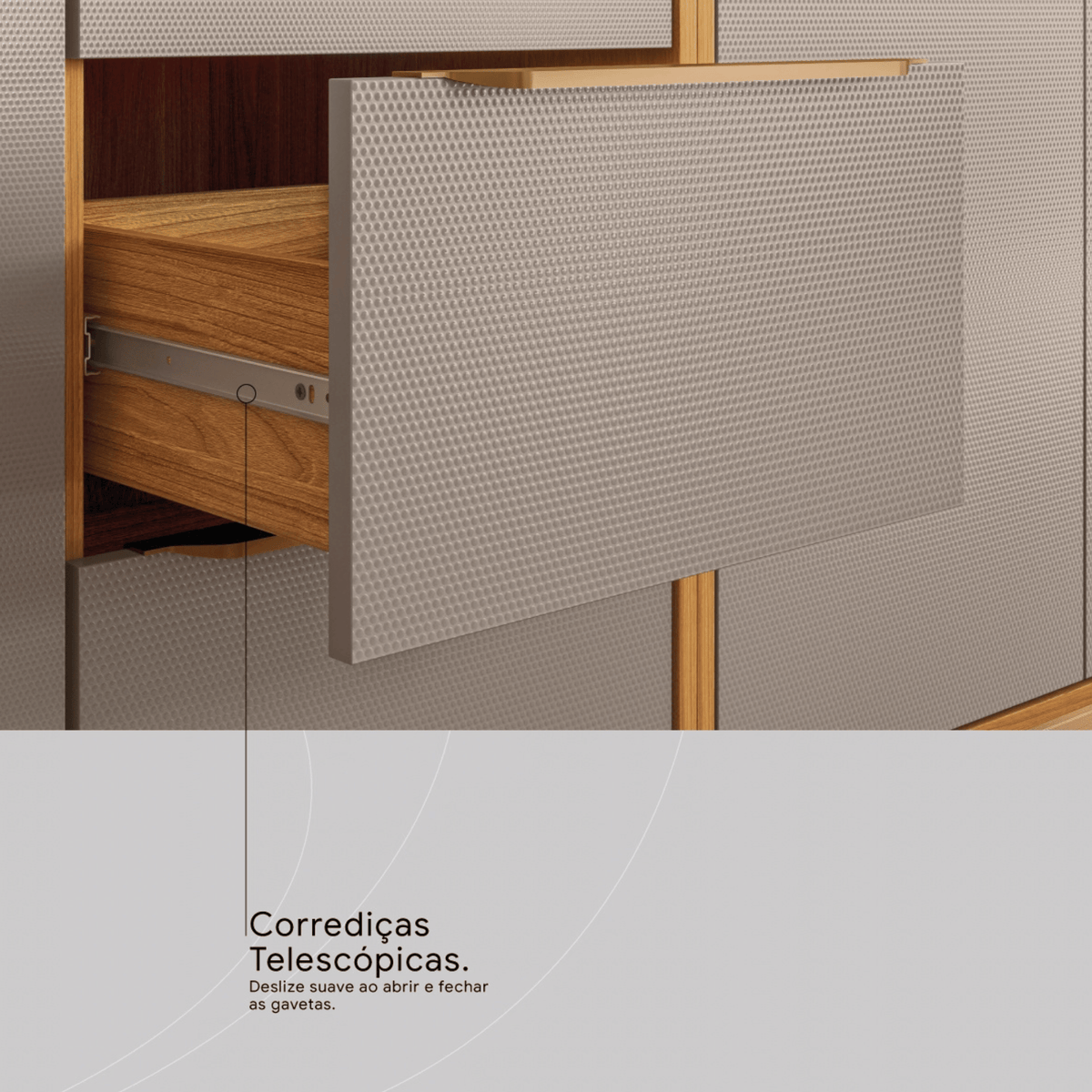 Armário Balcão de Cozinha Plena Demóbile 100% MDF 120cm 2 Portas 3 Gavetas Cinamomo e Nude