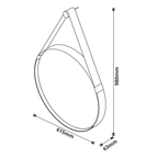 Espelho Redondo Aqua Imcal 60cm com Alça Couro Marrom