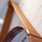 Espelho Redondo Aqua Imcal 60cm com Alça Couro Marrom