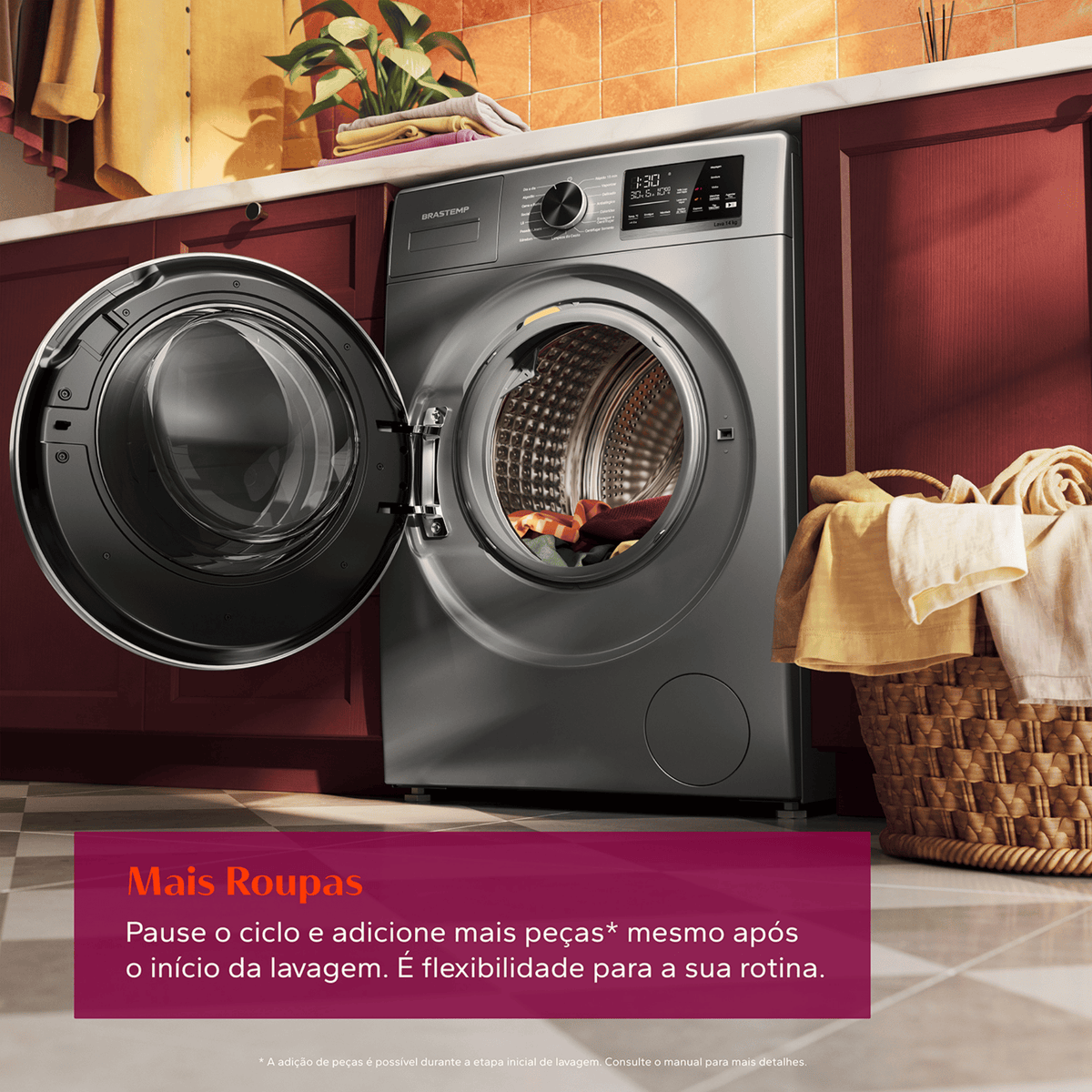 Lavadora de Roupas Brastemp 14KG BNF14A Inverter B= Smart Titanium 220V