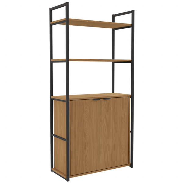 Estante Industrial Kappesberg 2 Portas com Prateleiras LI041 Canela e Preto