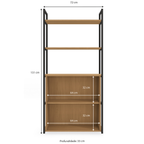 Estante Industrial Kappesberg 2 Portas com Prateleiras LI041 Canela e Preto