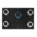 Cooktop a Gás Fischer 5 Bocas Fit Line Trempe Aramado Esmaltado Vidro Preto Bivolt