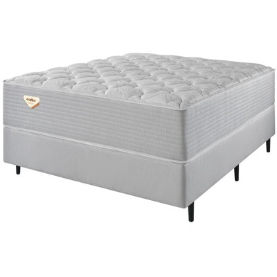 Conjunto Cama Box Privilege Casal Ecoflex 138x188x72cm Molas Ensacadas Wide Cinza Claro