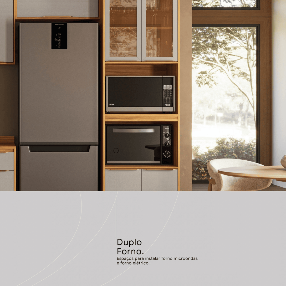 Paneleiro Torre Quente Plena Demóbile 100% MDF 70cm 4 Portas Cinamomo e Nude