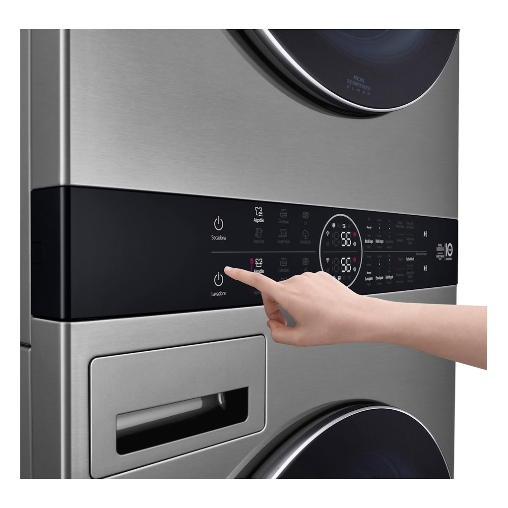 Lavadora e Secadora 17kg LG Torre WashTower AI DD Smart Inox 220V