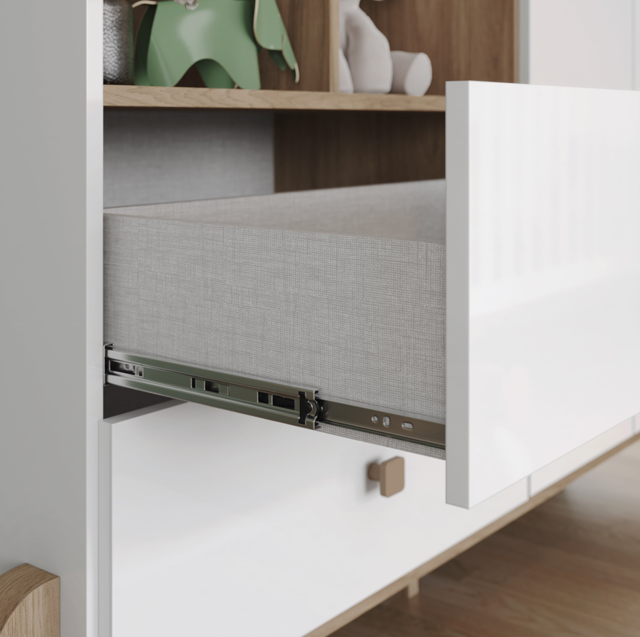 Cômoda Ternura Henn 110cm 1 Porta 3 Gavetas Branco e Jequitibá