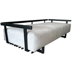 Sofá Living Chelles 200cm Konfort Base em Metal Preto Linho Cinza