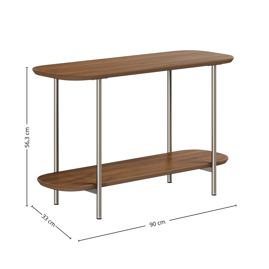 Mesa de Apoio para Sofá Lux Província 90cm Canela e Champanhe