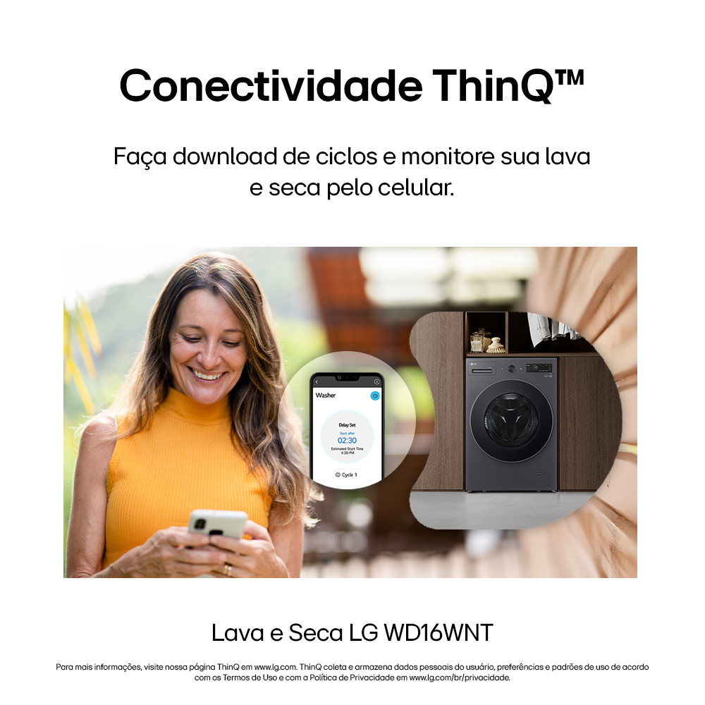 Lava e Seca Smart LG 16KG AI DD Black Inox 220V