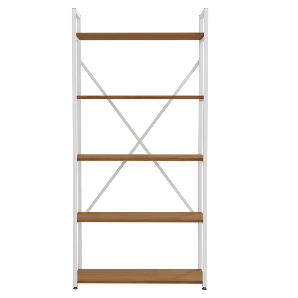 Estante Kappesberg 5 Prateleiras LI006 Canela e Branco