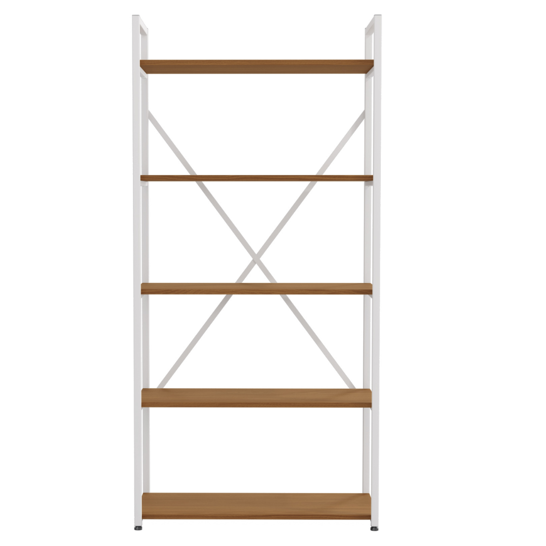Estante Kappesberg 5 Prateleiras LI006 Canela e Branco