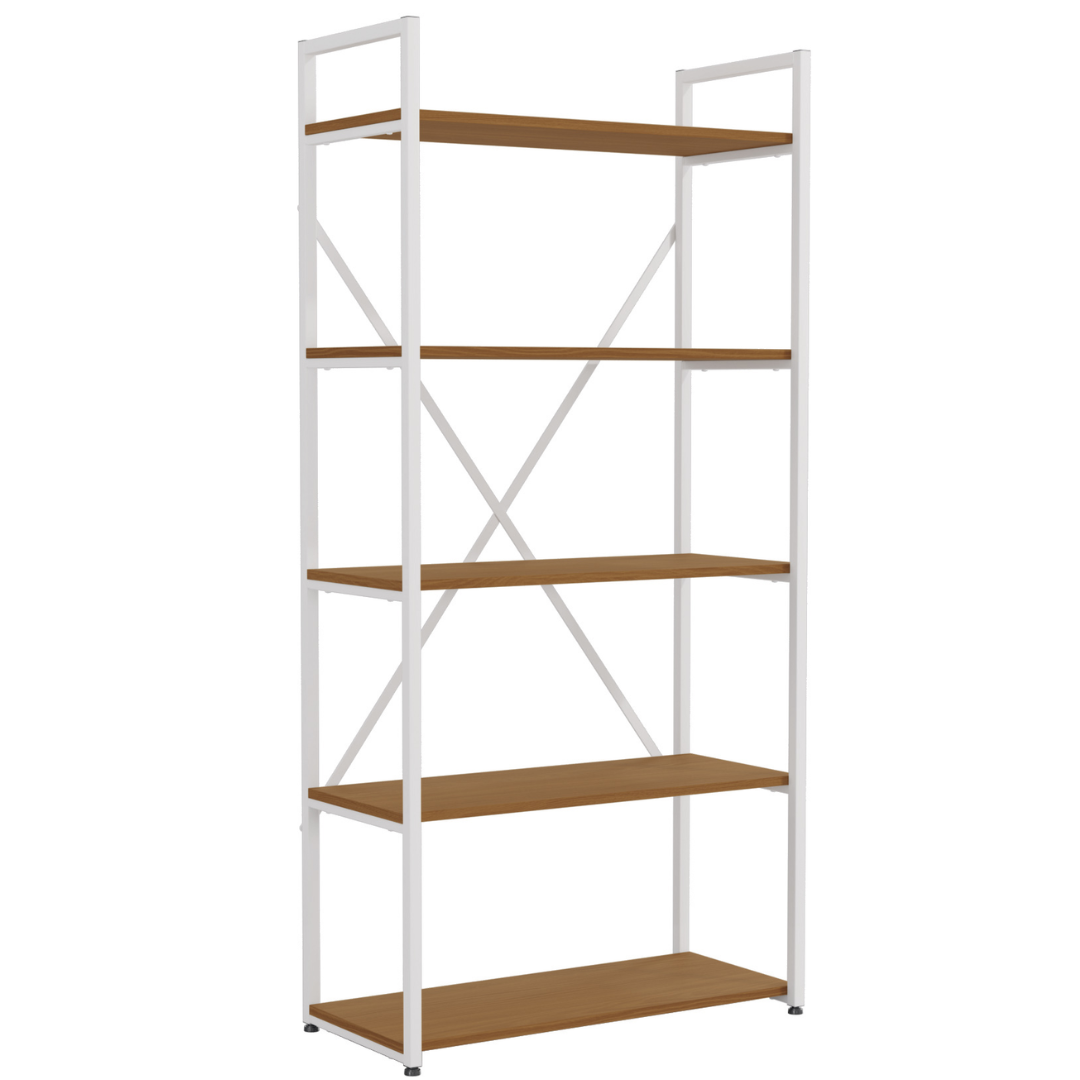 Estante Kappesberg 5 Prateleiras LI006 Canela e Branco