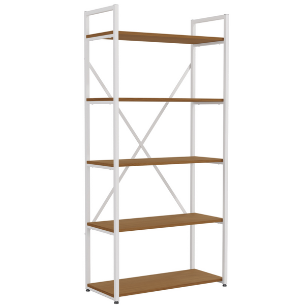 Estante Kappesberg 5 Prateleiras LI006 Canela e Branco