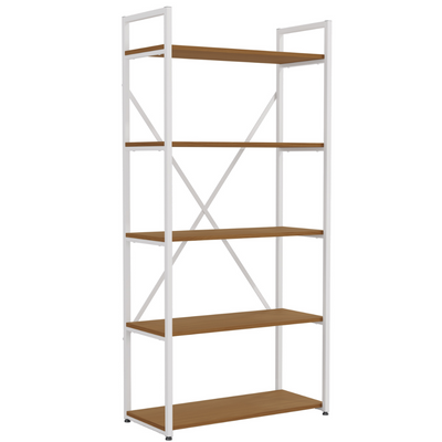 Estante Kappesberg 5 Prateleiras LI006 Canela e Branco
