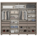 Roupeiro Dream Henn 264cm 100% MDF Espelho 2 Portas Avelã e Off White