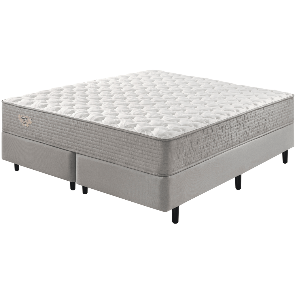 Conjunto Cama Box Agile Queen Ecoflex 158x198x55cm Molas Ensacadas Cinza Chumbo