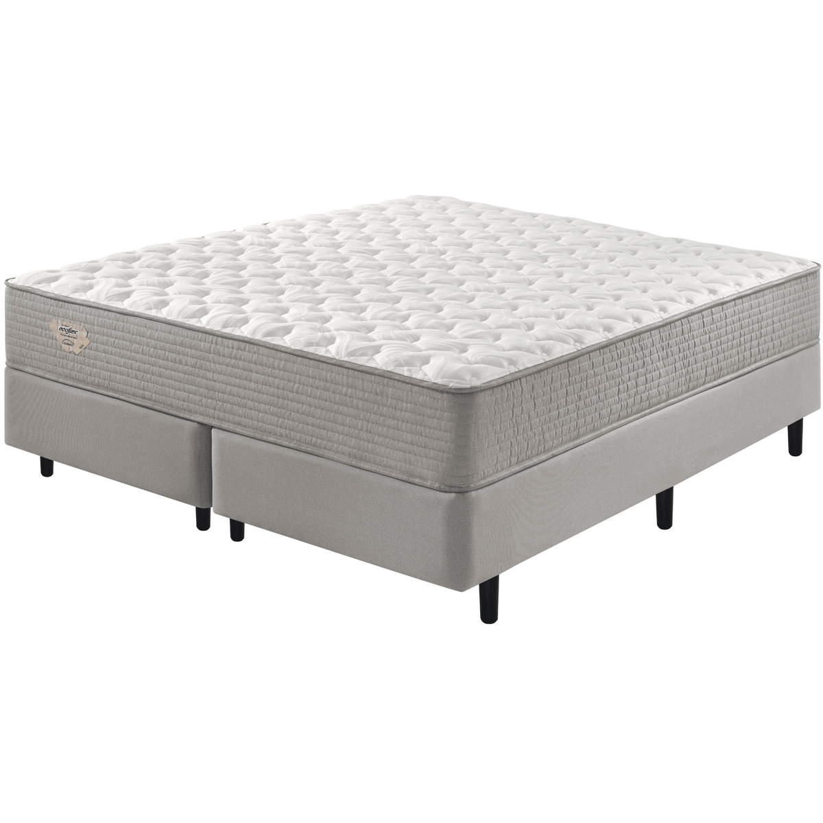 Conjunto Cama Box Agile Queen Ecoflex 158x198x55cm Molas Ensacadas Cinza Chumbo