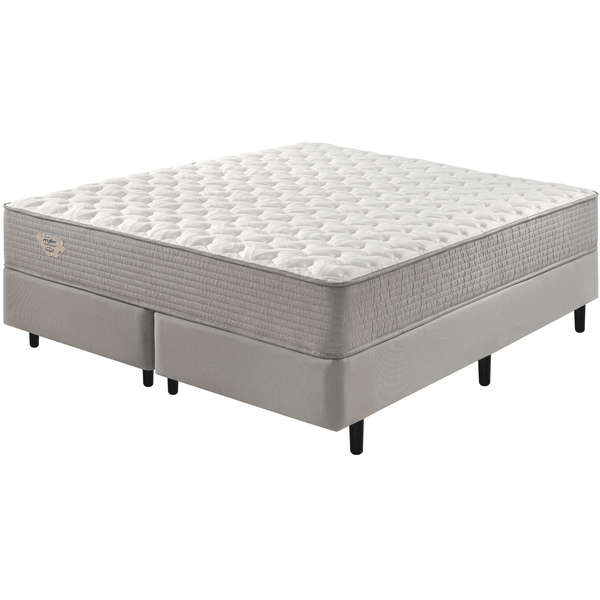 Conjunto Cama Box Agile Queen Ecoflex 158x198x55cm Molas Ensacadas Cinza Chumbo