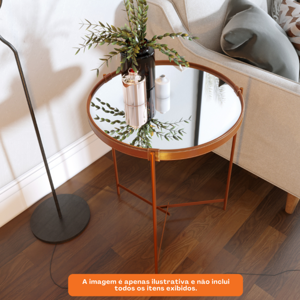 Mesa Lateral Aqua com Espelho Imcal 46x56 Cobre