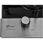 Cooktop à Gás Fischer 4 Bocas Platinium Trempe em Ferro Fundido 33800-92121 Vidro Preto Bivolt