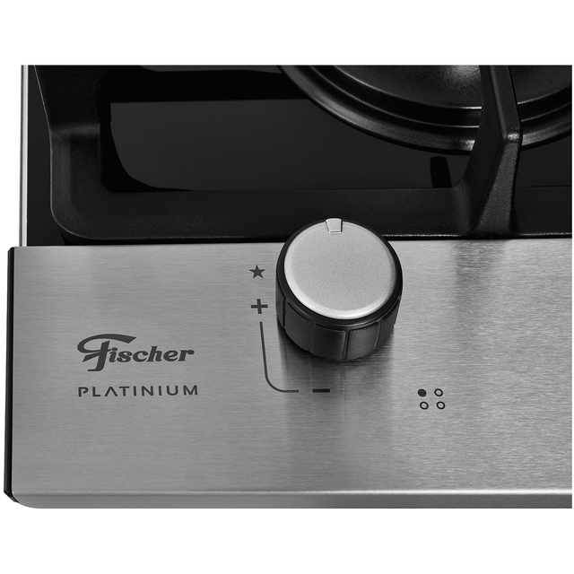 Cooktop à Gás Fischer 4 Bocas Platinium Trempe em Ferro Fundido 33800-92121 Vidro Preto Bivolt