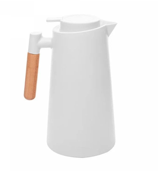 Garrafa Térmica  Lyor com Cabo de Madeira Escandinávia 1L Branca