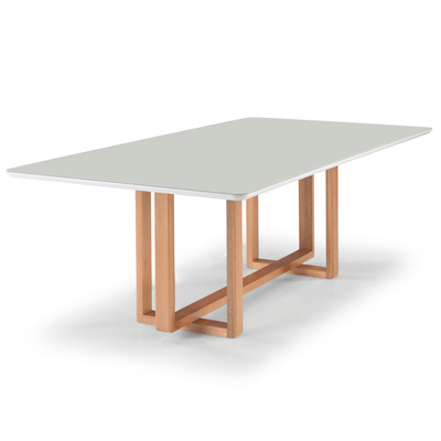 Mesa Retangular Carol Artsoli 180x100cm Tampo de Vidro Off White