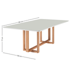 Mesa Retangular Carol Artsoli 180x100cm Tampo de Vidro Off White